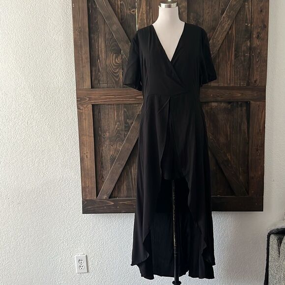 NWT Kormei Maxi Size Slit Party Rayon Floral Scoop Neck Sleeveless Romper Dress - Picture 2 of 12